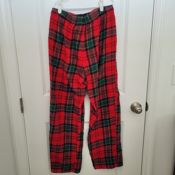 Old Navy Red and Green Christmas Plaid Holiday Cotton Sleep Pants Medium - Picture 4 of 9
